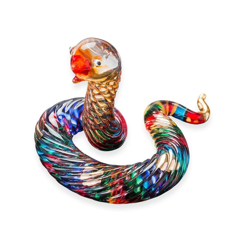 WitnyStore 2Â¼" Rainbow Twist Lift Head Hognose Snake Artistic Blown Glass Figurine Hand-Blown Statue Tabletop Decoration Unique Collectible for Adult Collectors Handcrafted Elegant Home Room Decor - Image 5